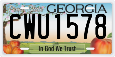 GA license plate CWU1578