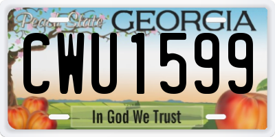 GA license plate CWU1599