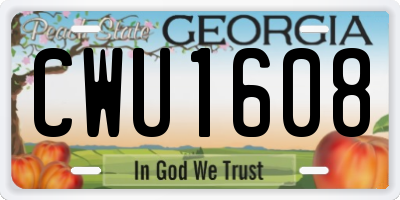 GA license plate CWU1608