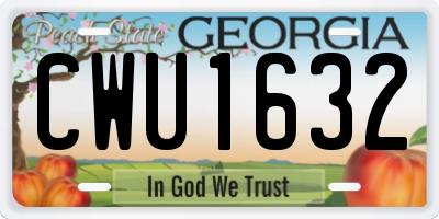 GA license plate CWU1632