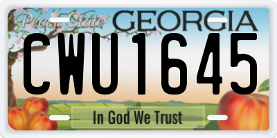 GA license plate CWU1645