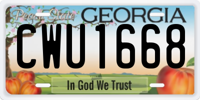GA license plate CWU1668