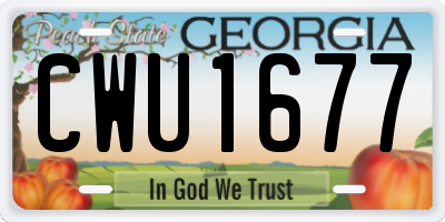 GA license plate CWU1677