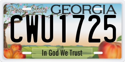 GA license plate CWU1725