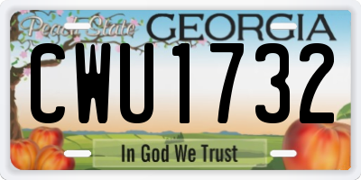 GA license plate CWU1732