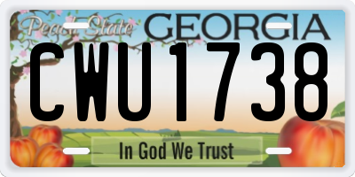 GA license plate CWU1738