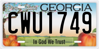 GA license plate CWU1749