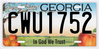GA license plate CWU1752