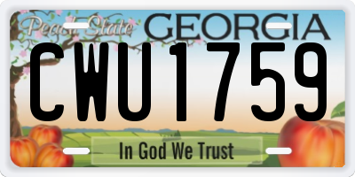 GA license plate CWU1759