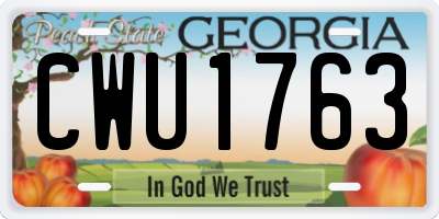 GA license plate CWU1763