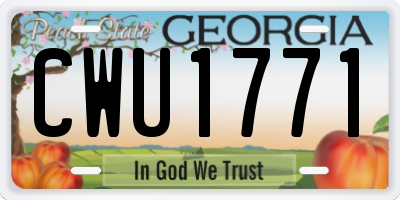 GA license plate CWU1771