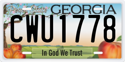 GA license plate CWU1778