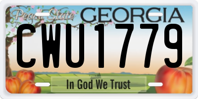 GA license plate CWU1779