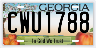 GA license plate CWU1788