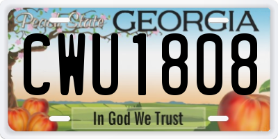 GA license plate CWU1808