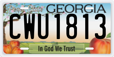 GA license plate CWU1813