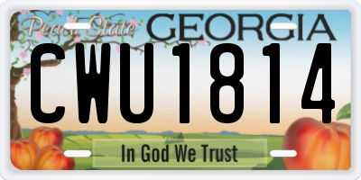 GA license plate CWU1814