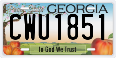 GA license plate CWU1851