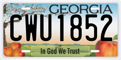 GA license plate CWU1852