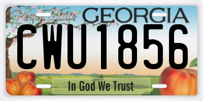 GA license plate CWU1856