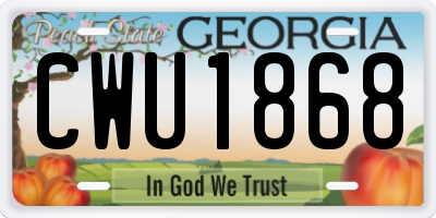GA license plate CWU1868