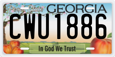 GA license plate CWU1886