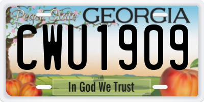 GA license plate CWU1909