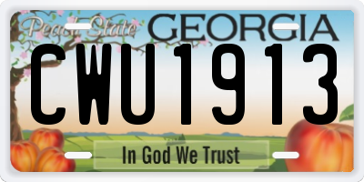 GA license plate CWU1913