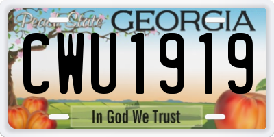 GA license plate CWU1919