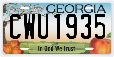 GA license plate CWU1935