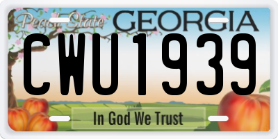 GA license plate CWU1939