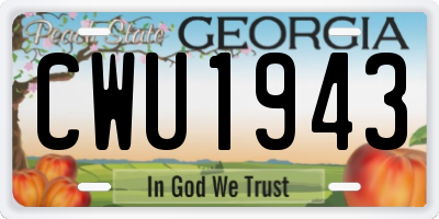 GA license plate CWU1943