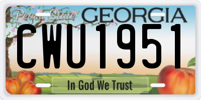 GA license plate CWU1951