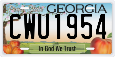 GA license plate CWU1954