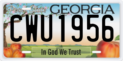 GA license plate CWU1956
