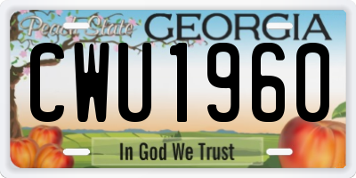 GA license plate CWU1960