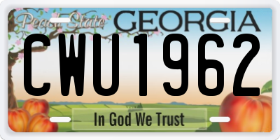 GA license plate CWU1962