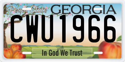 GA license plate CWU1966