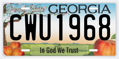 GA license plate CWU1968