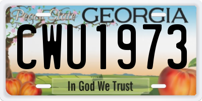 GA license plate CWU1973