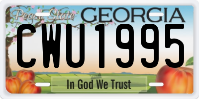 GA license plate CWU1995