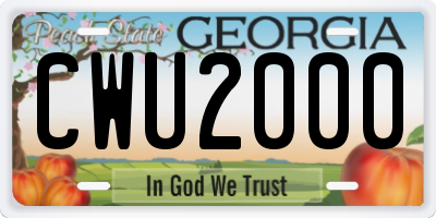 GA license plate CWU2000