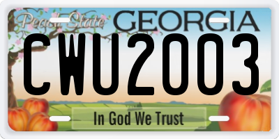 GA license plate CWU2003