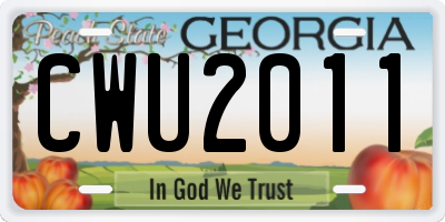 GA license plate CWU2011