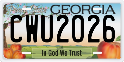 GA license plate CWU2026