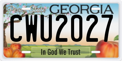 GA license plate CWU2027