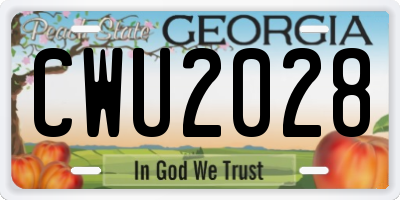 GA license plate CWU2028