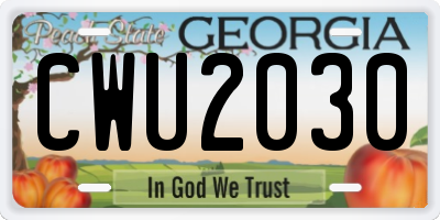 GA license plate CWU2030