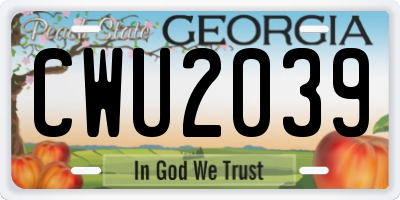 GA license plate CWU2039