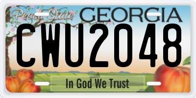 GA license plate CWU2048